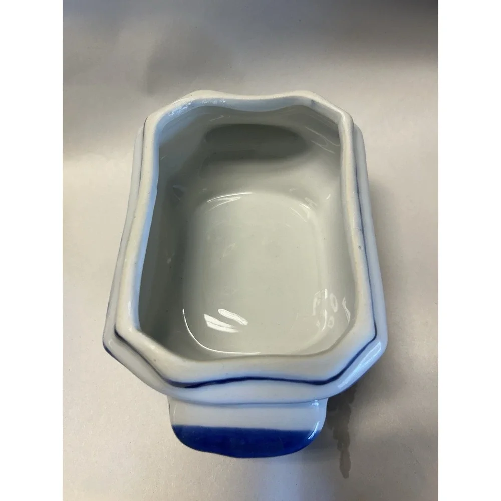 Vintage Blue & White Chinese Bowl with Lid, Hallmarked